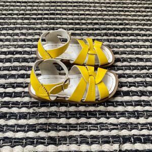 🌿Salt Water Girls Classic Yellow Woven Leather Crisscross Flats Sandals 8
